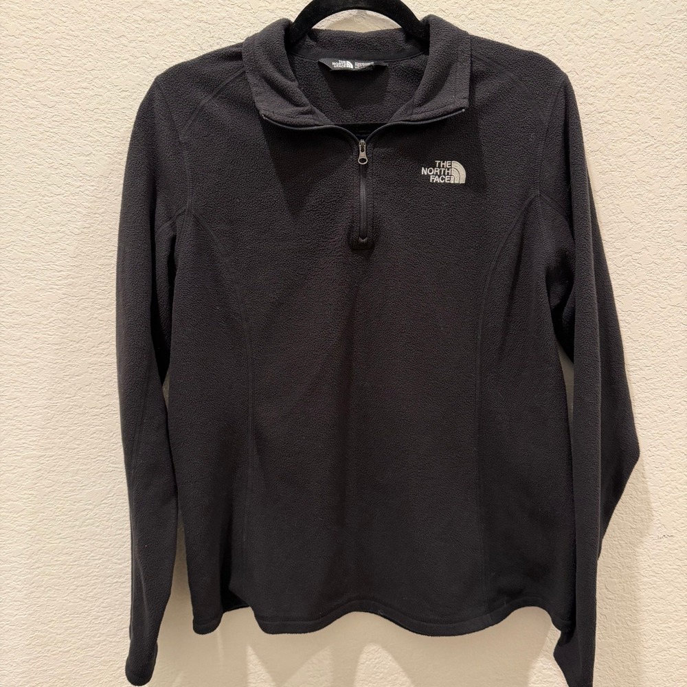 The North Face Womens TKA 100 Glacier Quarter Zip Fleece Pullover Black Large